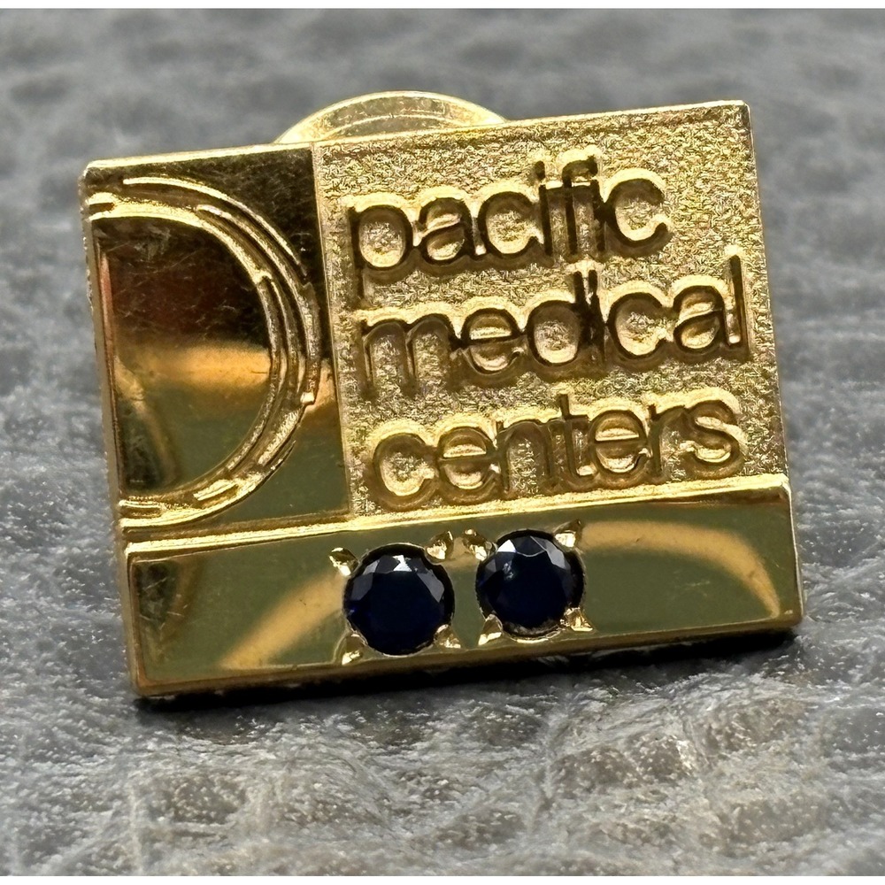 Vintage Gold Filled Pacific Medical Centers Blue Stone Lapel Pin